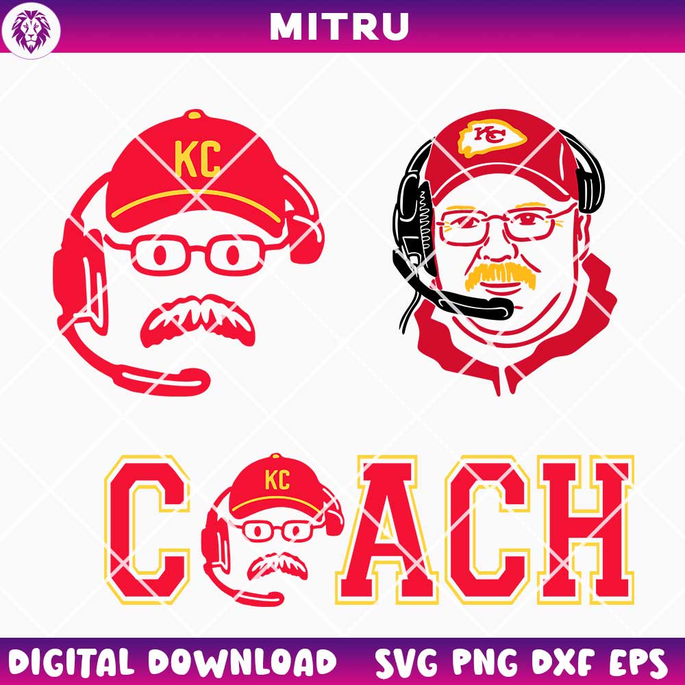 Andy Reid SVG PNG Bundle, Chiefs Coach SVG Files For Cricut