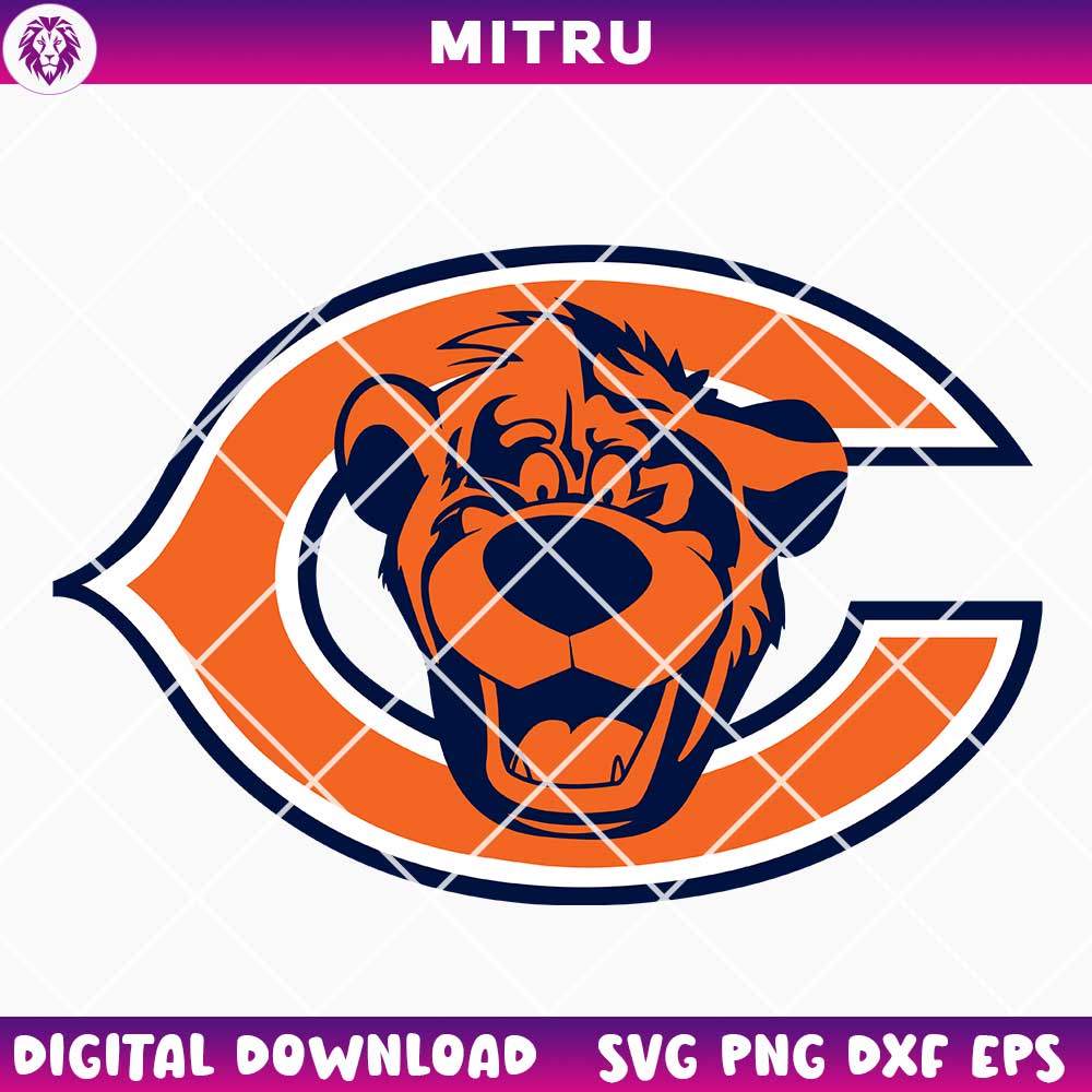 Baloo Bear Chicago Bears Logo SVG PNG, Disney Bears Football SVG