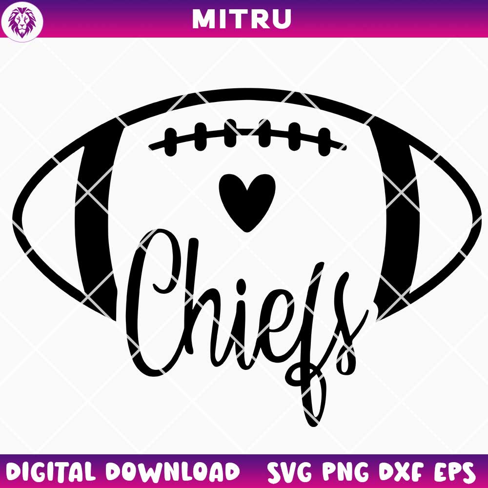 Chiefs Football Heart SVG PNG, KC Football Lovers SVG Cutting Files