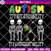 Dabbing Skeleton Autism Awareness SVG PNG, Autism Its Not A Disability SVG, It's A Different Ability SVG