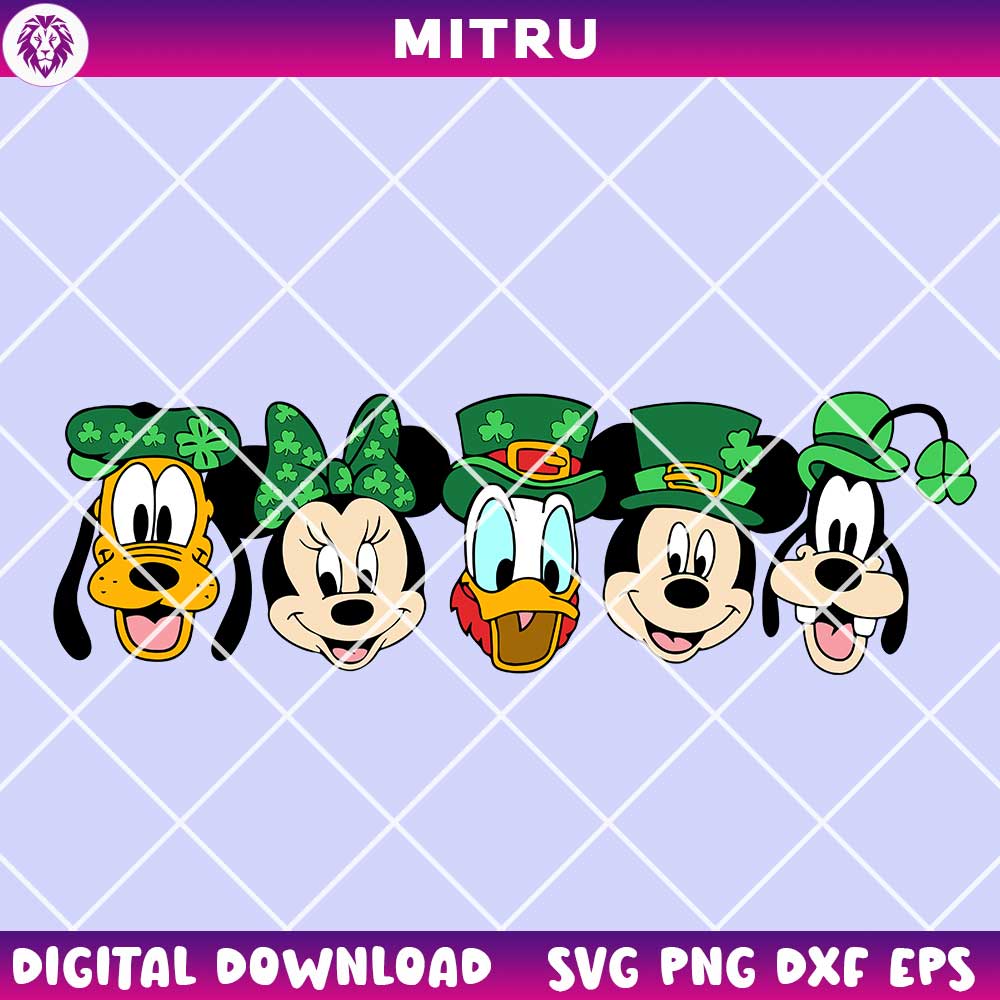 Disney Friends Characters St Patricks Day SVG PNG, Mickey Lucky Day SVG