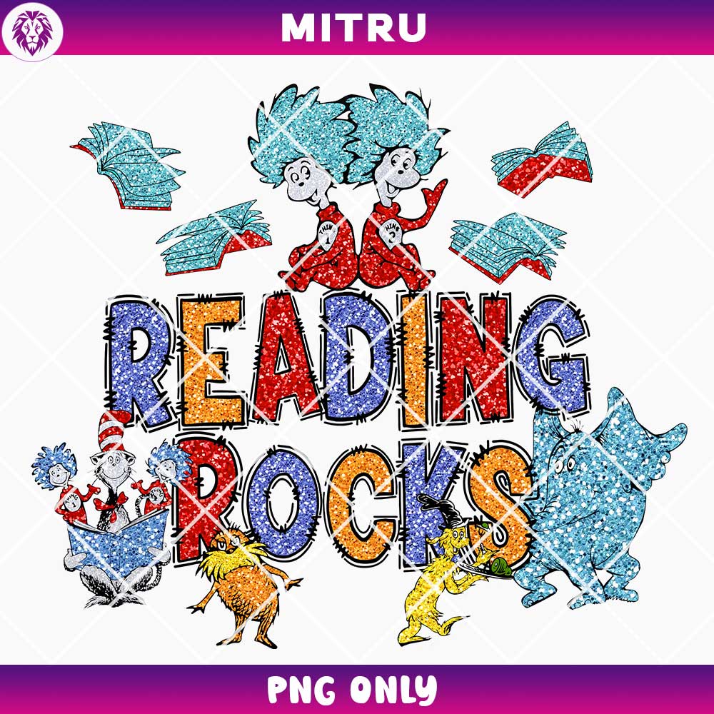 Dr Seuss Reading Rocks PNG, National Read Across America Day PNG, Education PNG