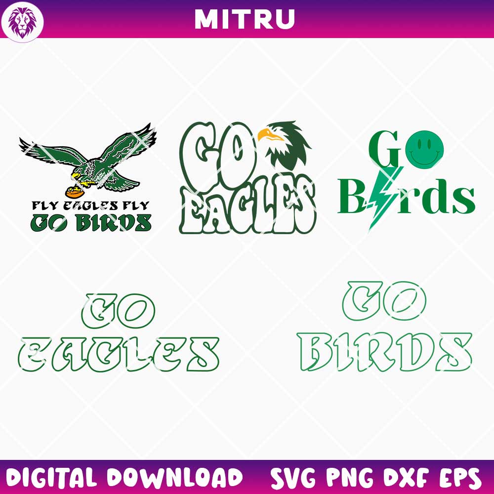 Go Eagles SVG PNG Bundle, Go Birds SVG, Fly Eagles Fly SVG Cut Files