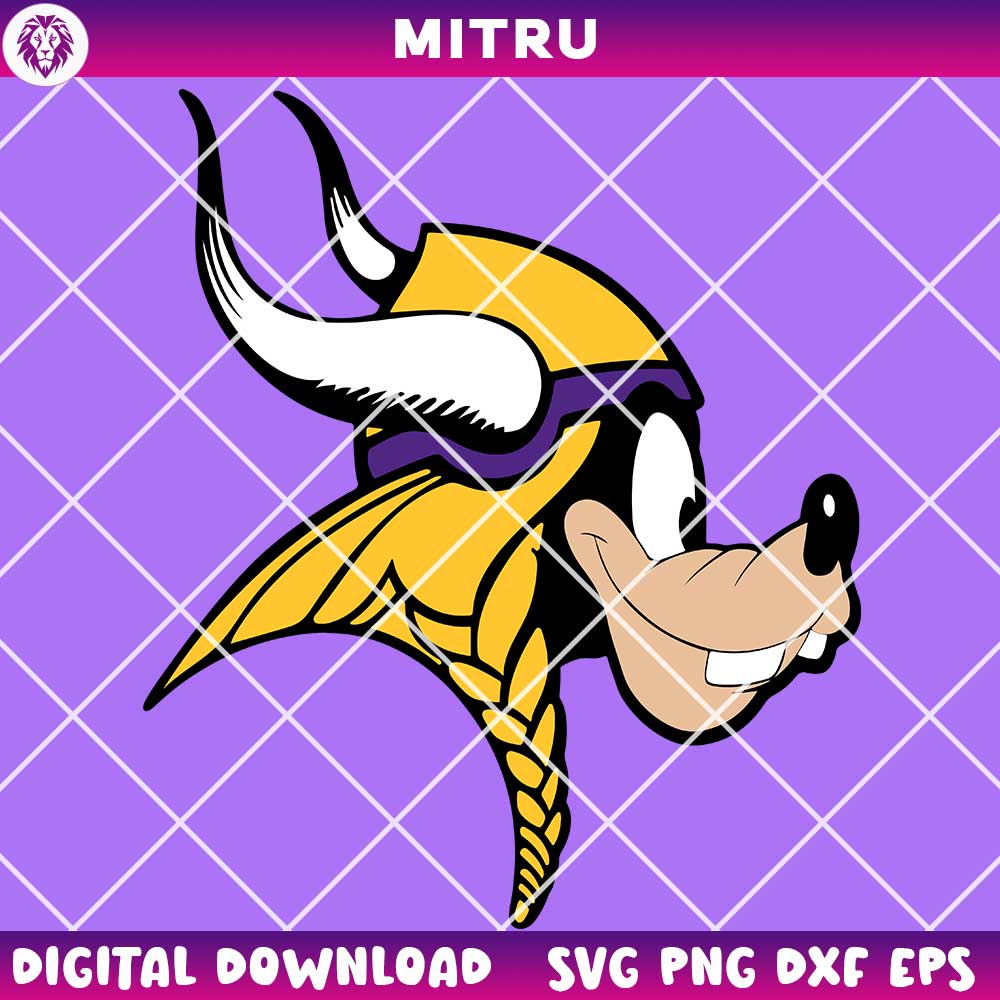 Goofy Minnesota Vikings Logo SVG PNG, Disney Cartoon Vikings Football SVG