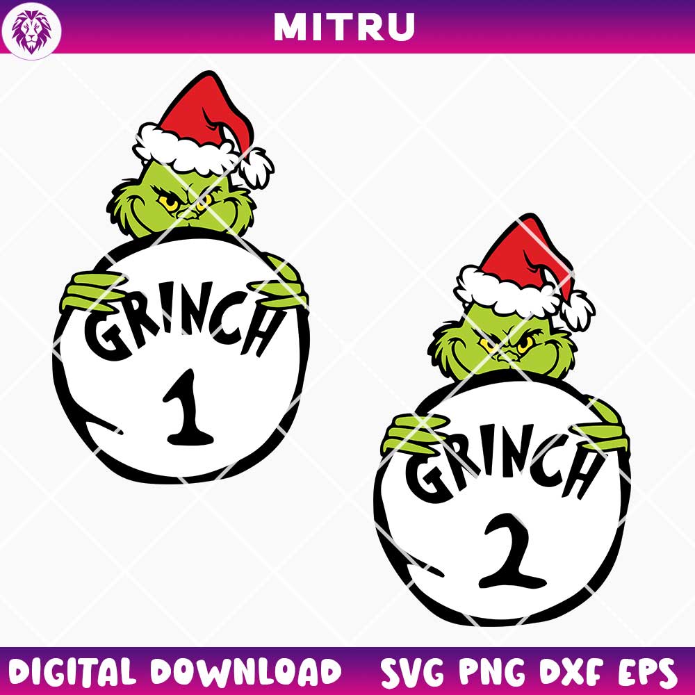 Grinch One Grinch Two SVG PNG, Funny Dr Seuss Grinch SVG Digital Download