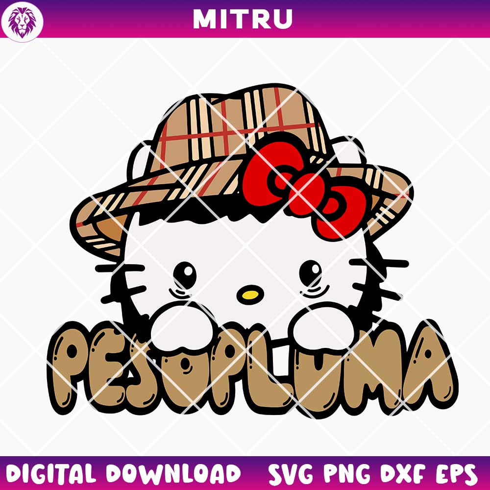 Hello Kitty Peso Pluma Peeking SVG PNG, Corridos Tumbados SVG, Pluma Mexican SVG