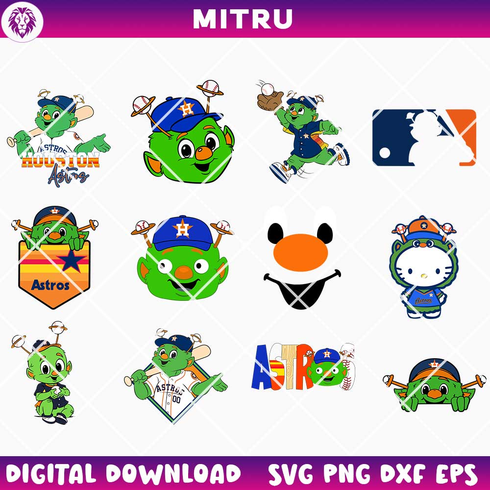 Houston Astros Mascot Orbit SVG PNG Bundle, Space City Orbit SVG Cut Files