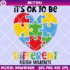 Its Ok To Be Different Autism Awareness SVG, Puzzle Piece Heart Autism SVG