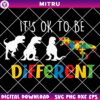 It's Ok To Be Different T Rex SVG PNG, Dinosaur Autism Awareness SVG Designs