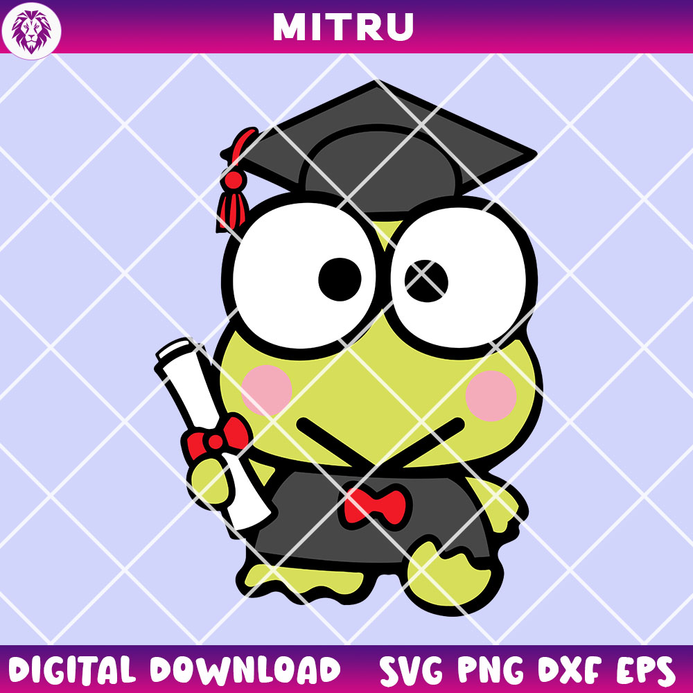 Keroppi Graduation Cap SVG PNG, Funny Sanrio Frog Graduate SVG