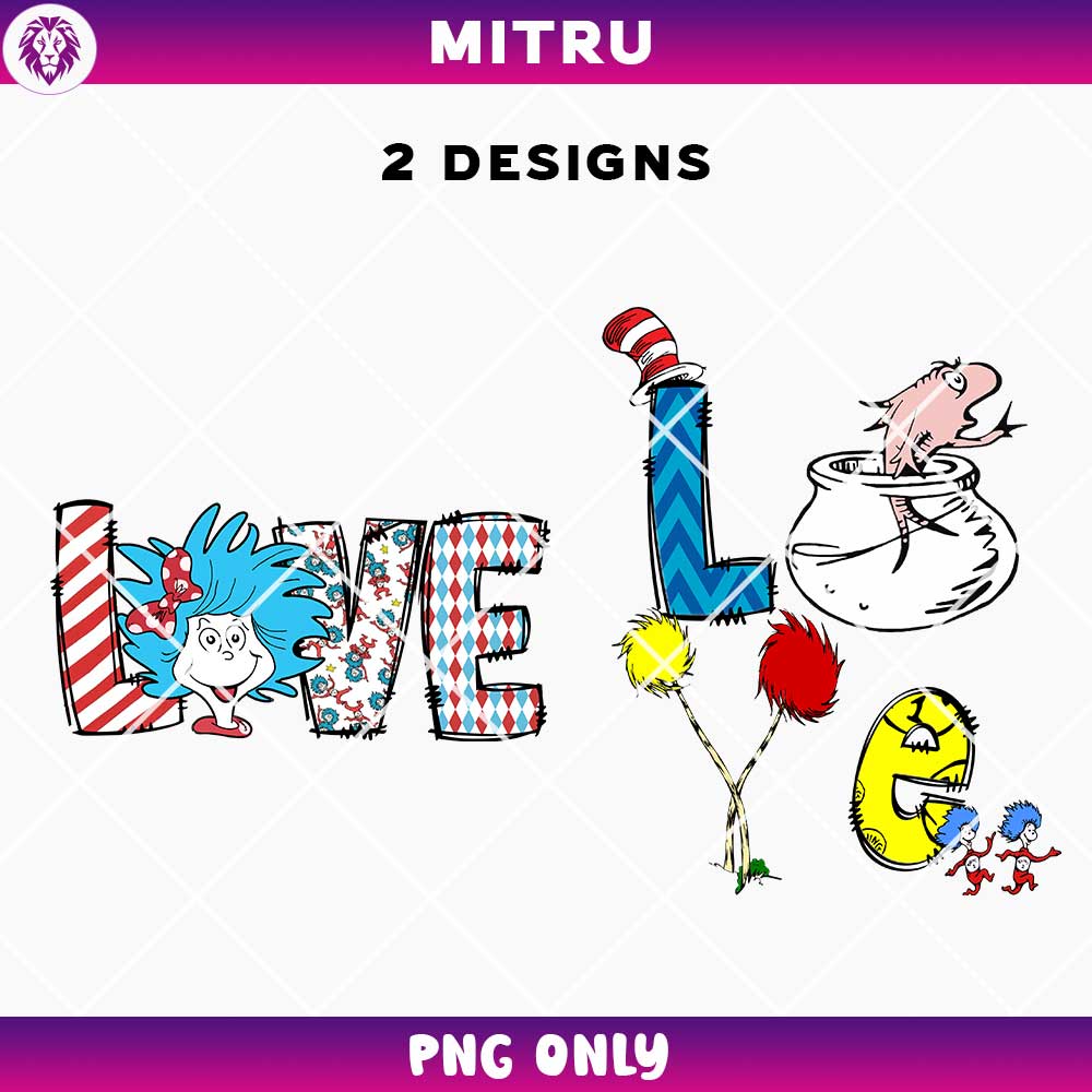 Love Dr Seuss PNG, Thing PNG, One Fish Two Fish PNG