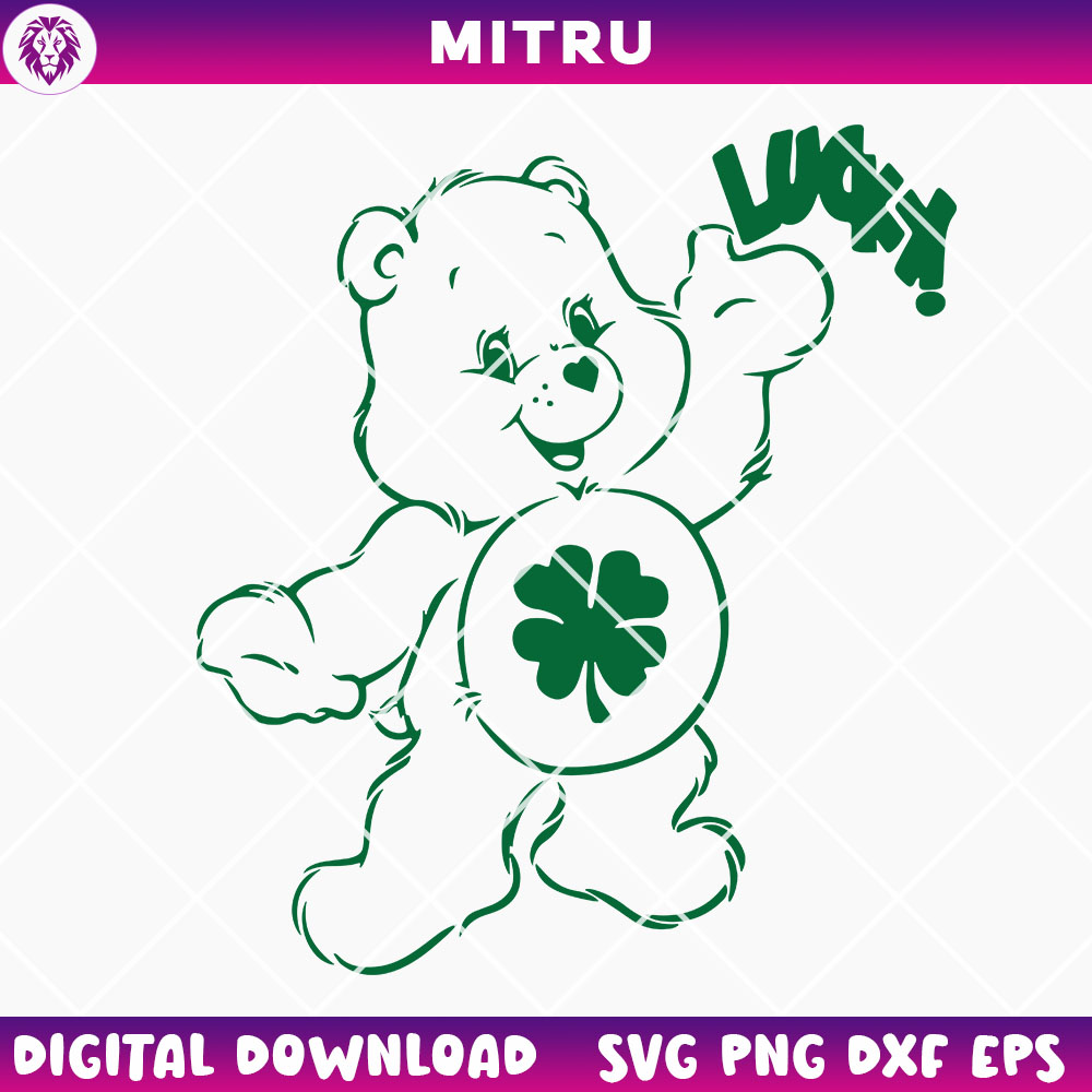 Lucky Bear SVG PNG, Green Bear St Patrick's Day SVG Cutting Files