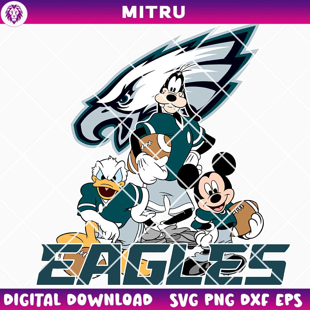 Mickey Mouse And Friends Eagles SVG PNG, Cute Disney Philadelphia Eagles SVG Cricut