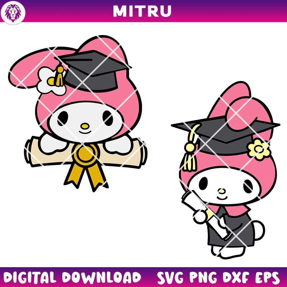 My Melody Graduation SVG, Kawaii Melody Graduate SVG For Kids