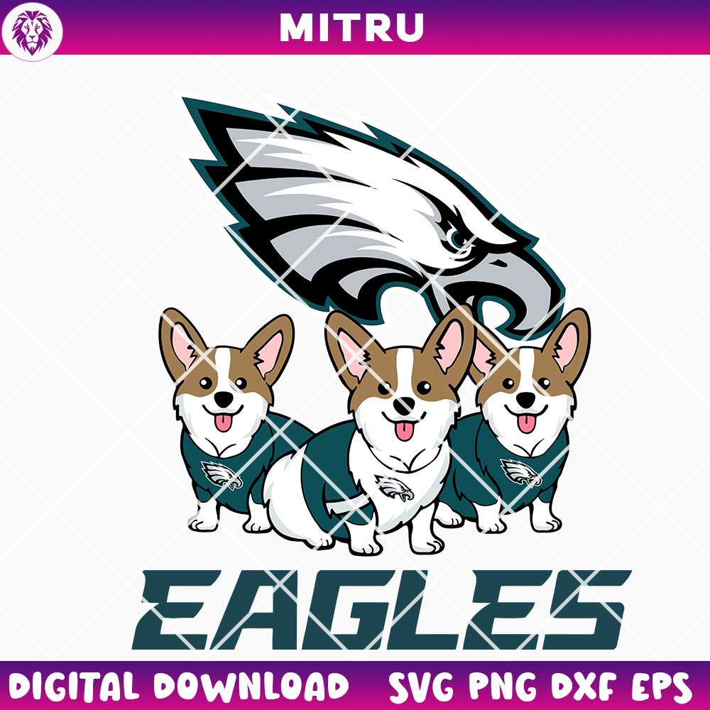 Philadelphia Eagles Corgi SVG, Cute Eagles Football Dog SVG Cricut Files