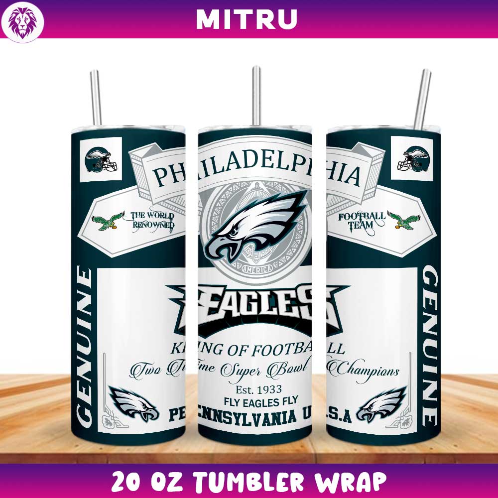 Philadelphia Eagles King Of Football Budweiser Straight Tumbler Wrap 20 Oz Designs