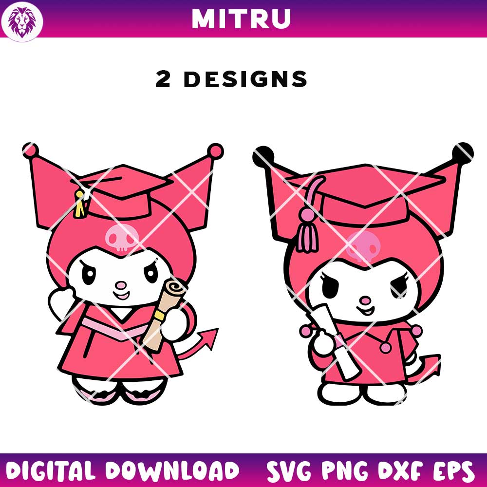 Pink Kuromi Graduation Cap SVG PNG, Cute Kuromi School SVG