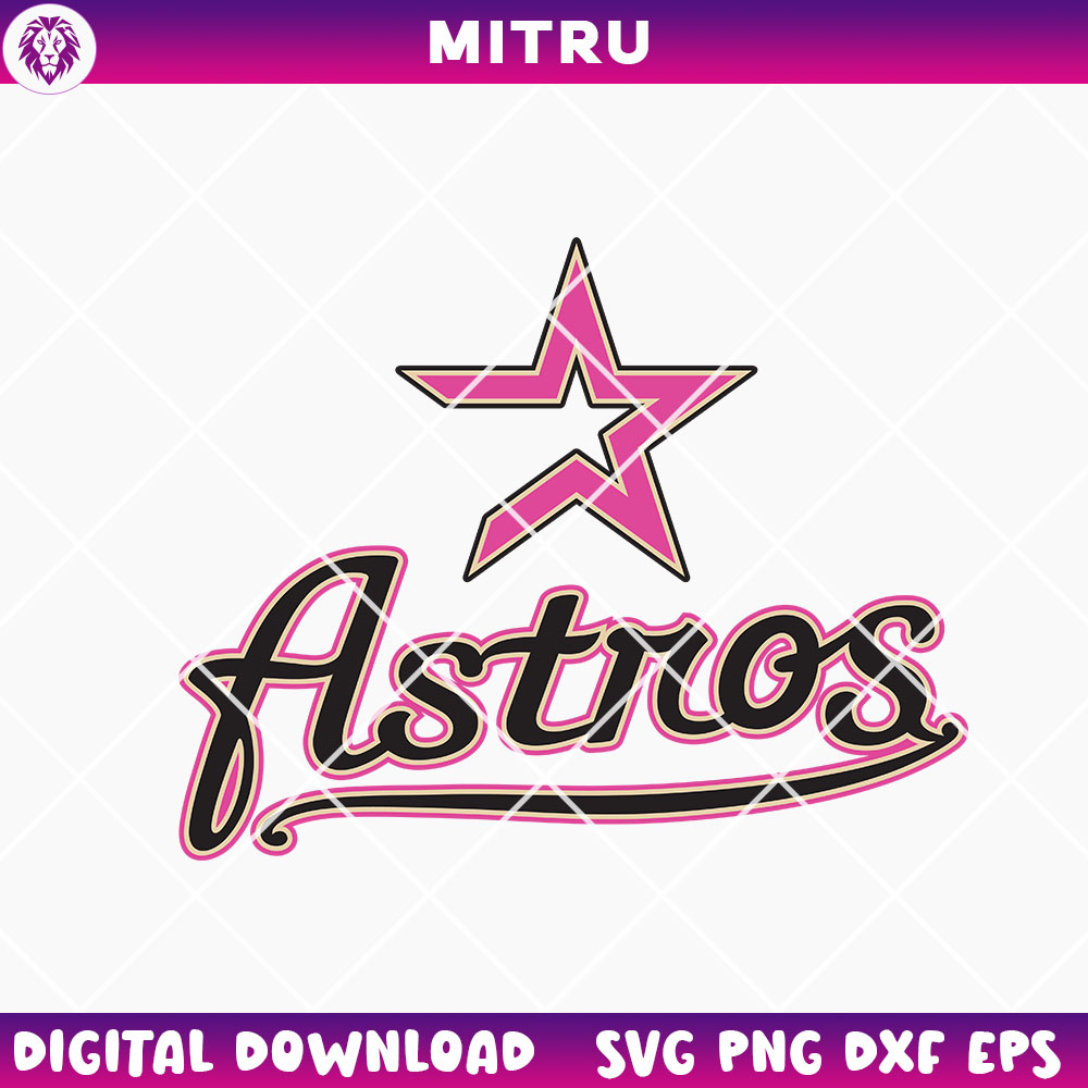 Pink Astros Star Logo SVG PNG, Houston Astros Vintage SVG Cricut Files