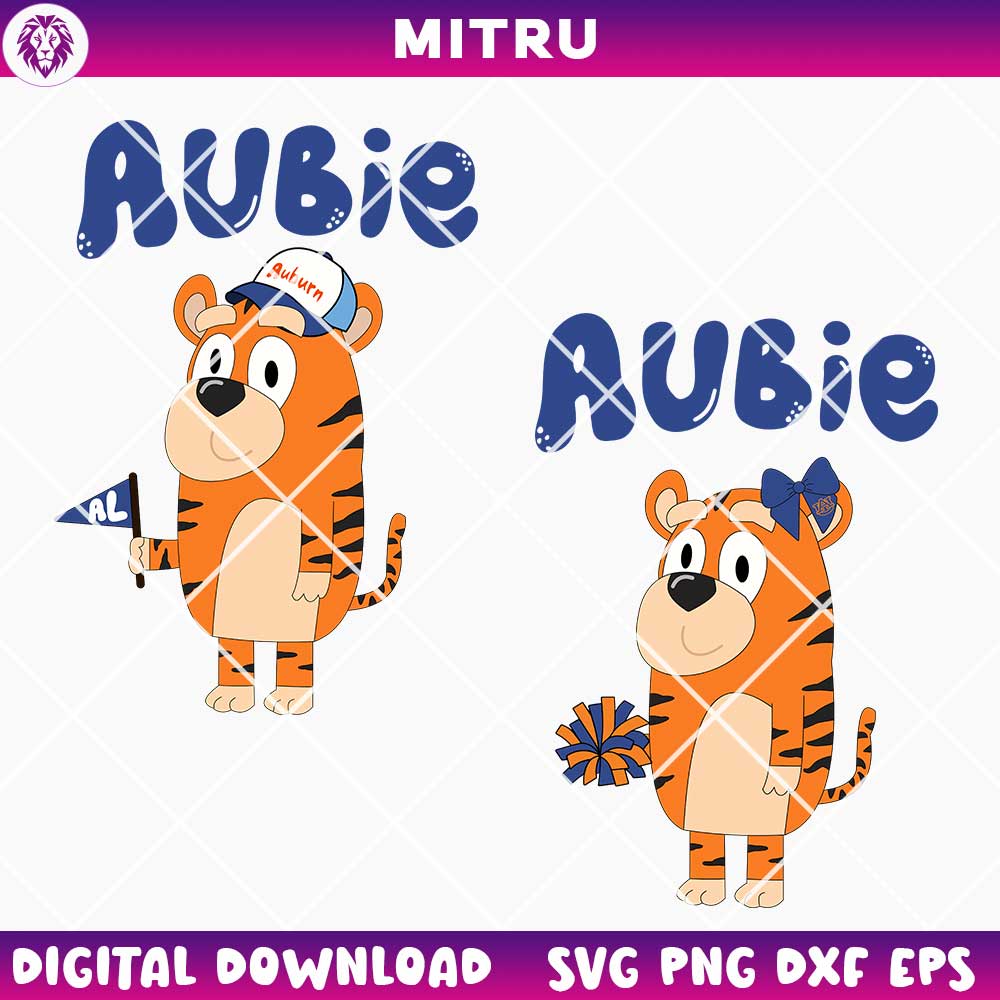 Bluey Auburn Tigers Mascot SVG PNG, Aubie The Tiger SVG, Auburn Tigers Cheerleaders SVG