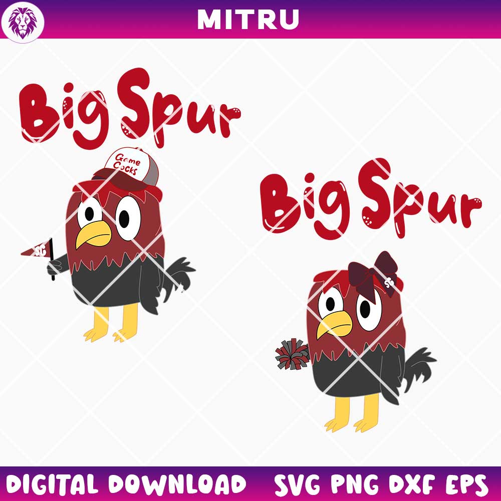 Bluey South Carolina Gamecocks Mascot SVG PNG, Sir Big Spur SVG, Gamecocks Cheerleaders SVG