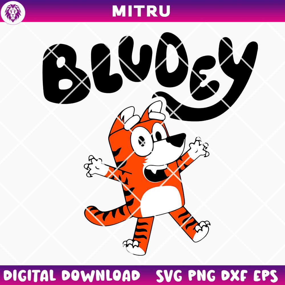 BluDey SVG PNG, Bluey Who Dey Bengals SVG, Bengal Tiger Football SVG