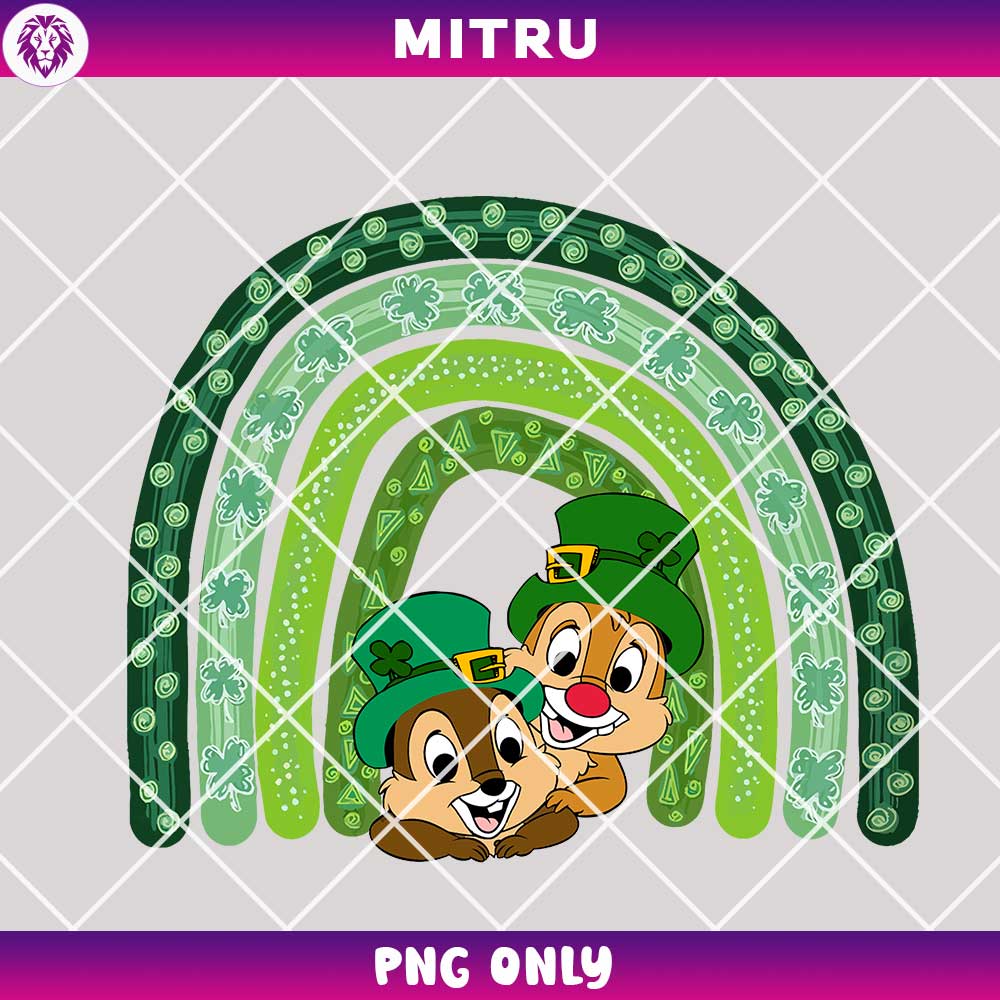 Chip And Dale Shamrock Rainbow PNG, Chip n Dale Saint Patrick PNG