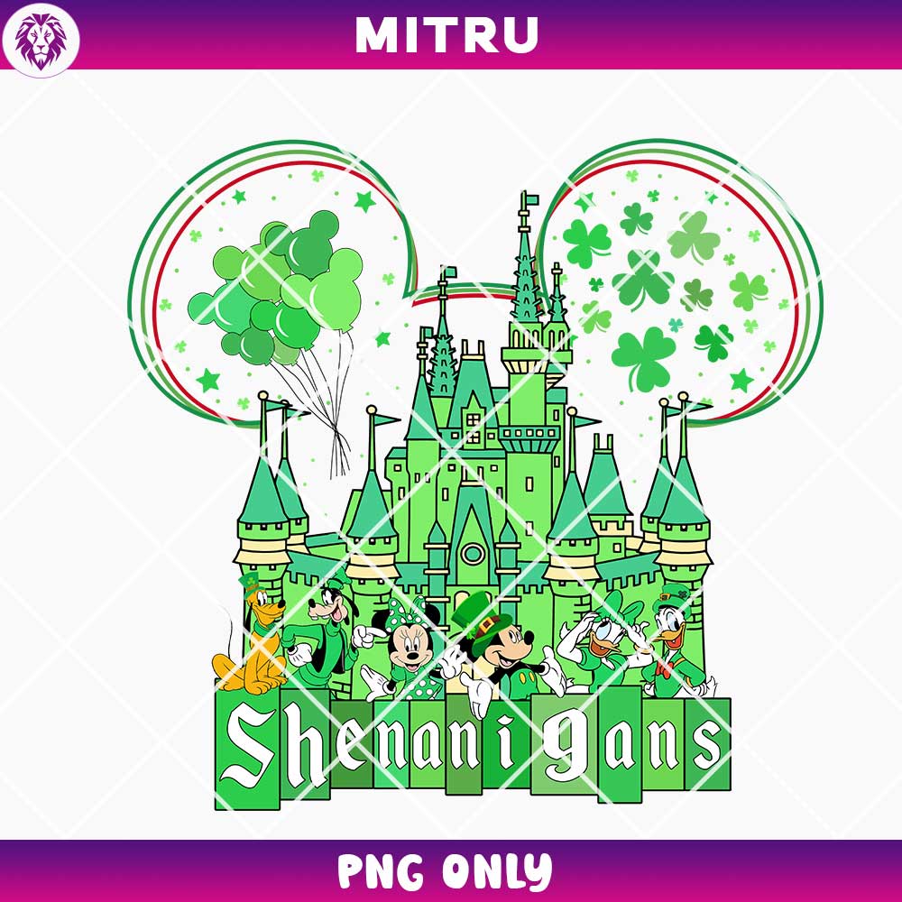 Disney Castle St Patrick's Day PNG, Mickey Friends Shenanigans PNG