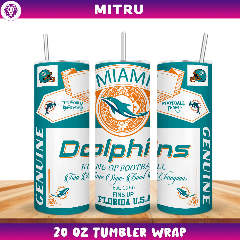 Miami Dolphins King Of Football Budweiser Straight Tumbler Wrap 20 Oz Template