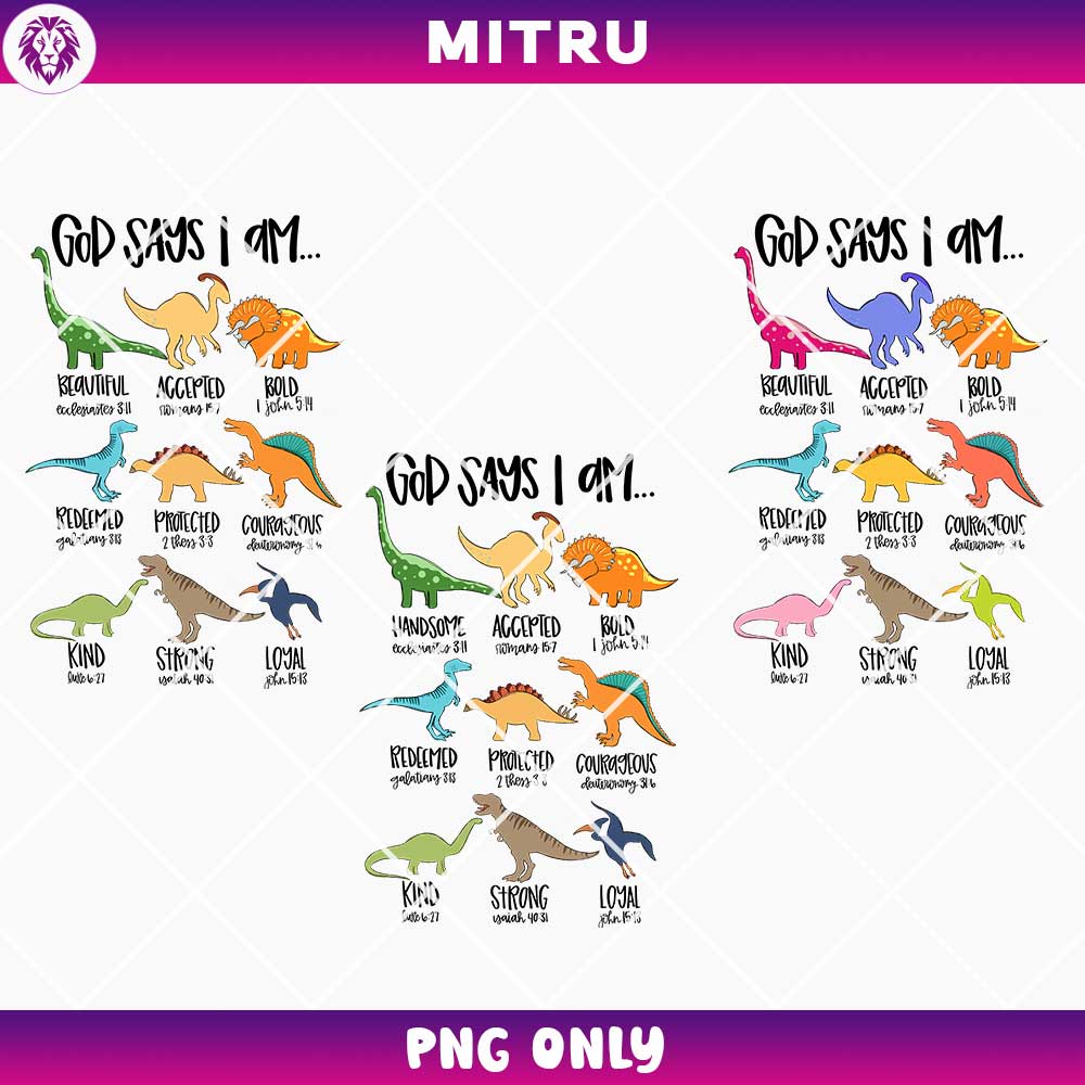 God Says I Am Dinosaurs PNG, Cute Dinosaur PNG, Jesus Christ Quote PNG