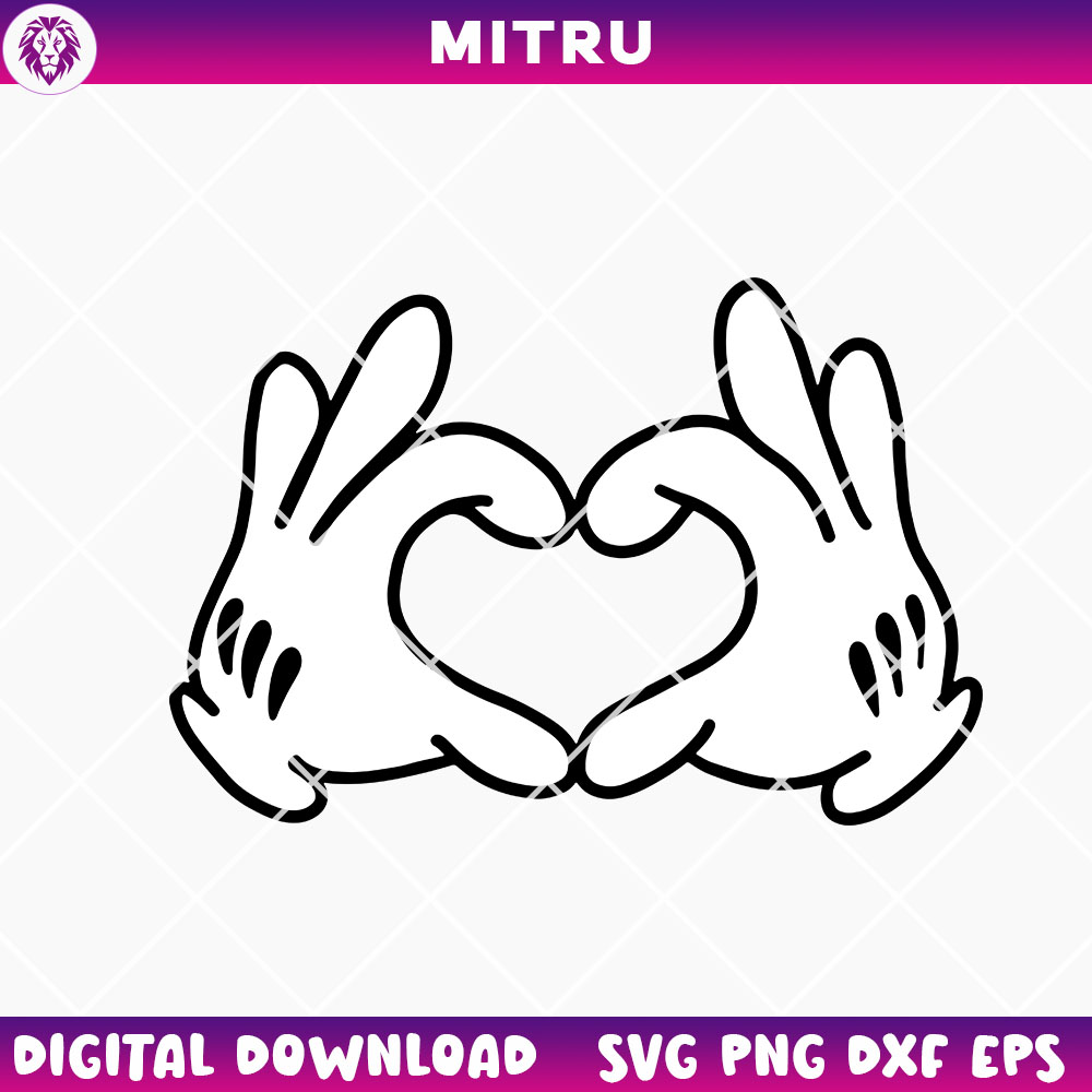 Mickey Mouse Heart Hand SVG PNG, Disney Love SVG, Cute Hand Sign SVG