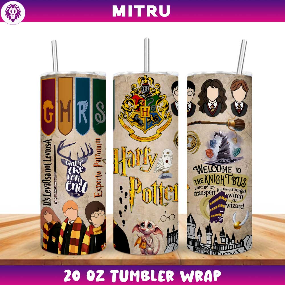 Harry Potter Straight Tumbler Wrap 20 Oz PNG Template