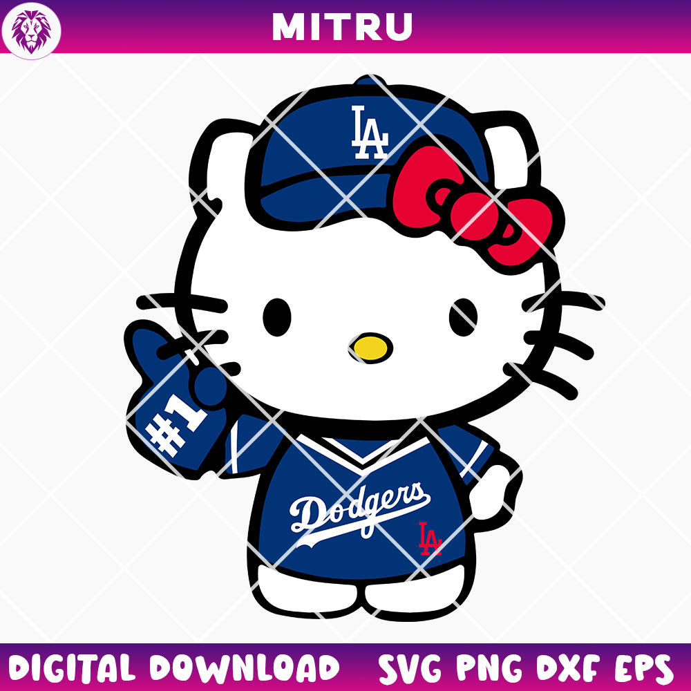 Hello Kitty Los Angeles Dodgers SVG PNG, Kitty White Dodgers Baseball SVG