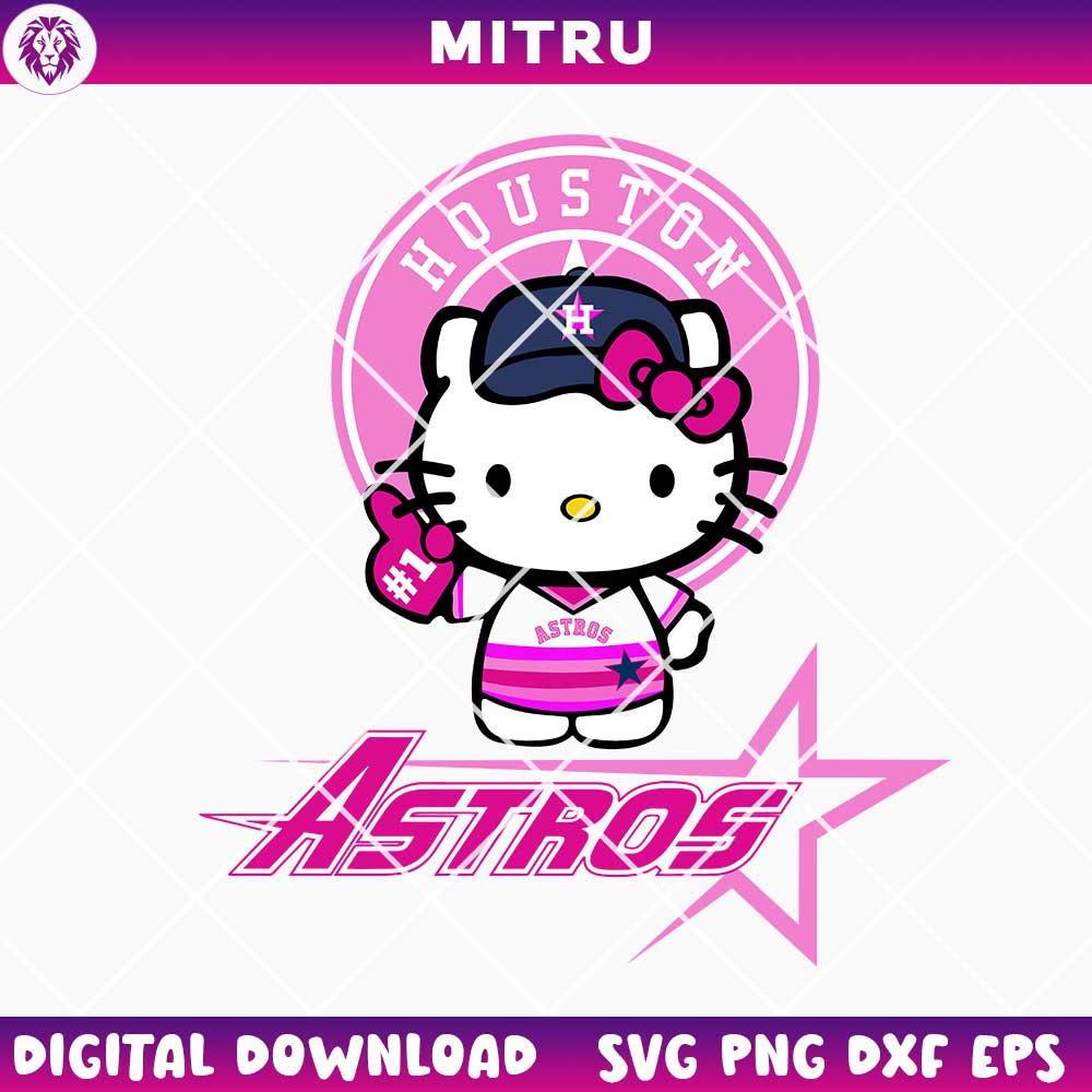 Cute Kitty Astros SVG PNG, Pink Houston Astros SVG, Baseball Team SVG