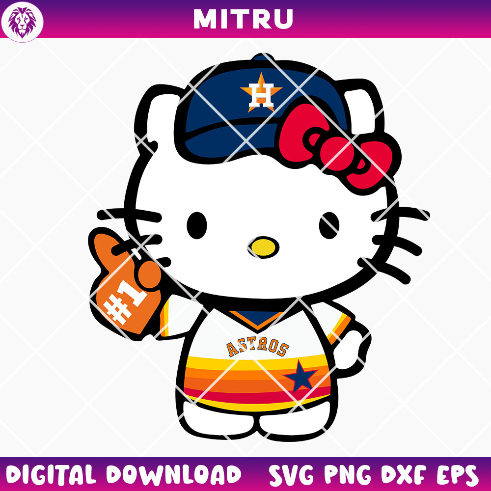 Hello Kitty Astros SVG PNG, Kitty White Astros Baseball SVG Digital Download