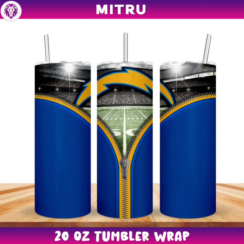 Los Angeles Chargers Zipper Straight Tumbler Wrap 20 Oz PNG Designs