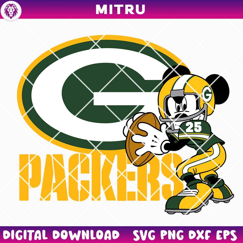 Mickey Green Bay Packers SVG PNG Digital Download