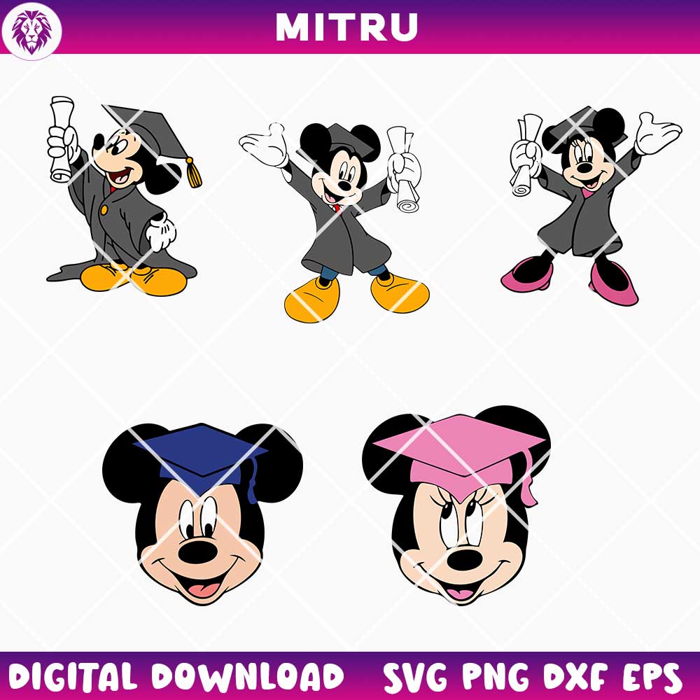 Mickey Minnie Graduation SVG PNG, Cute Graduate SVG Cricut Image