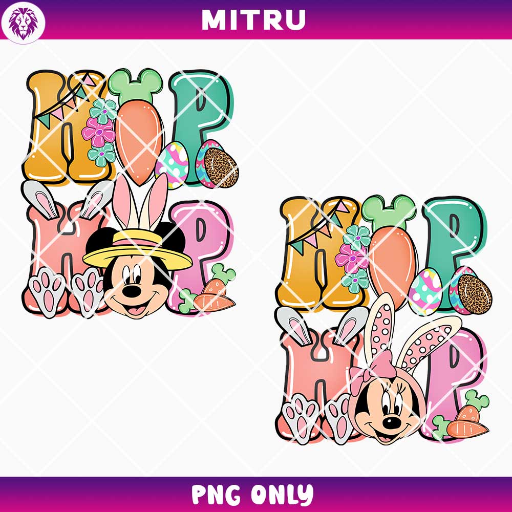 Mickey Minnie Hip Hop PNG, Mouse Easter PNG, Cute Bunny PNG
