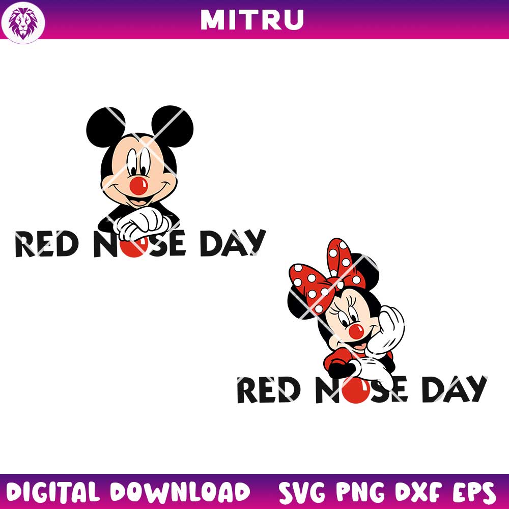 Mickey Minnie Red Nose Day SVG PNG, Disney Red Nose SVG