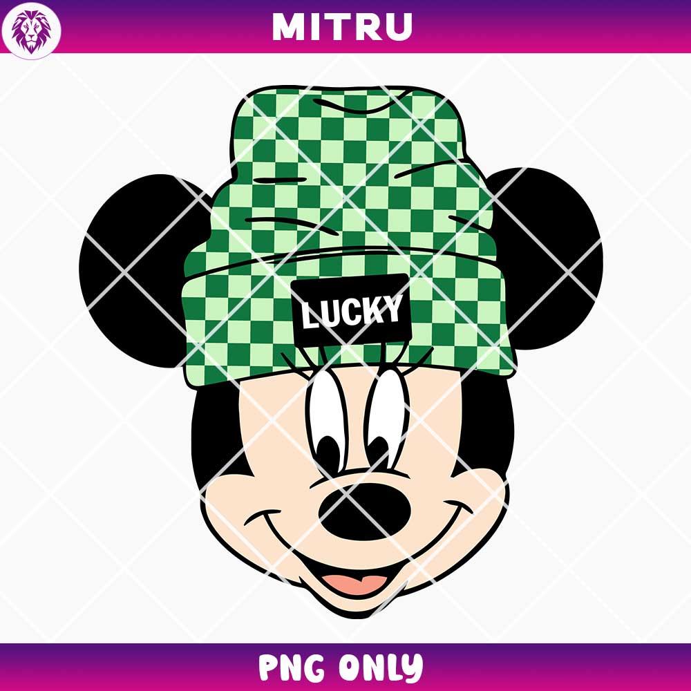 Mickey Mouse Beanie Hat Lucky St Patrick's Day PNG Instant Download