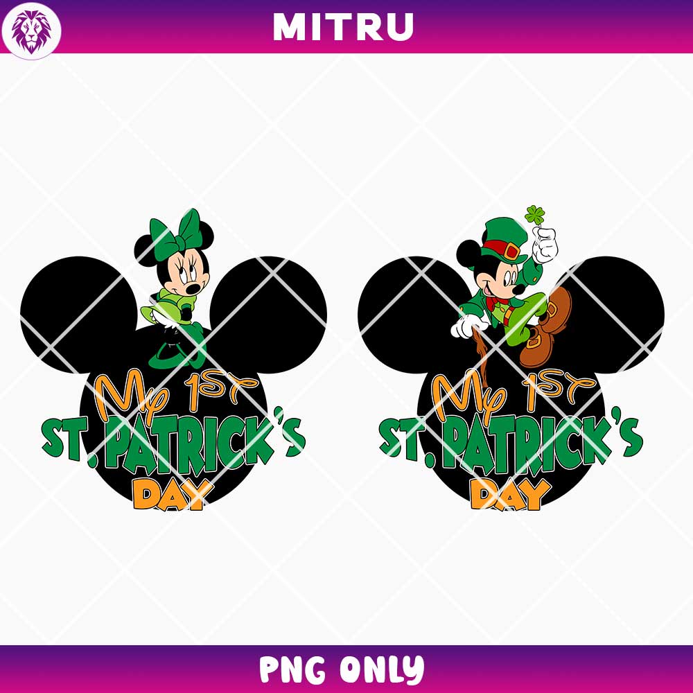 Mickey My 1st St Patricks Day PNG, Kids Paddy's Day PNG Sublimation