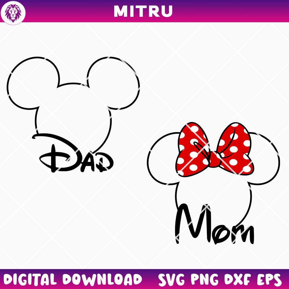 Mouse Ears Dad And Mom SVG PNG, Family Disney SVG, Vacation SVG