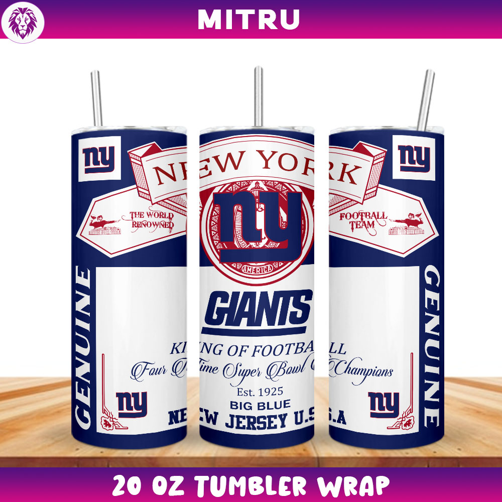 New York Giants King Of Football Budweiser Straight Tumbler Wrap 20 Oz Digital Download