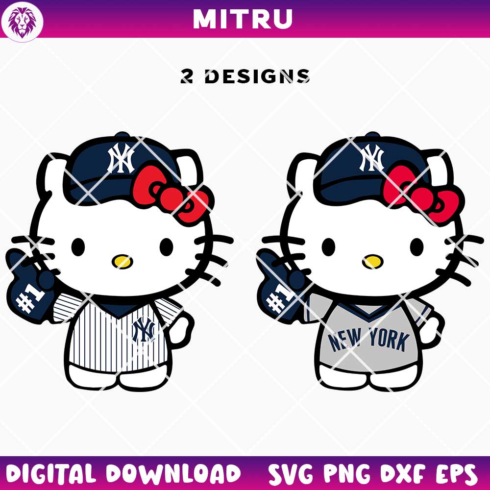 New York Yankees Hello Kitty SVG PNG, NY Yankees Girl SVG