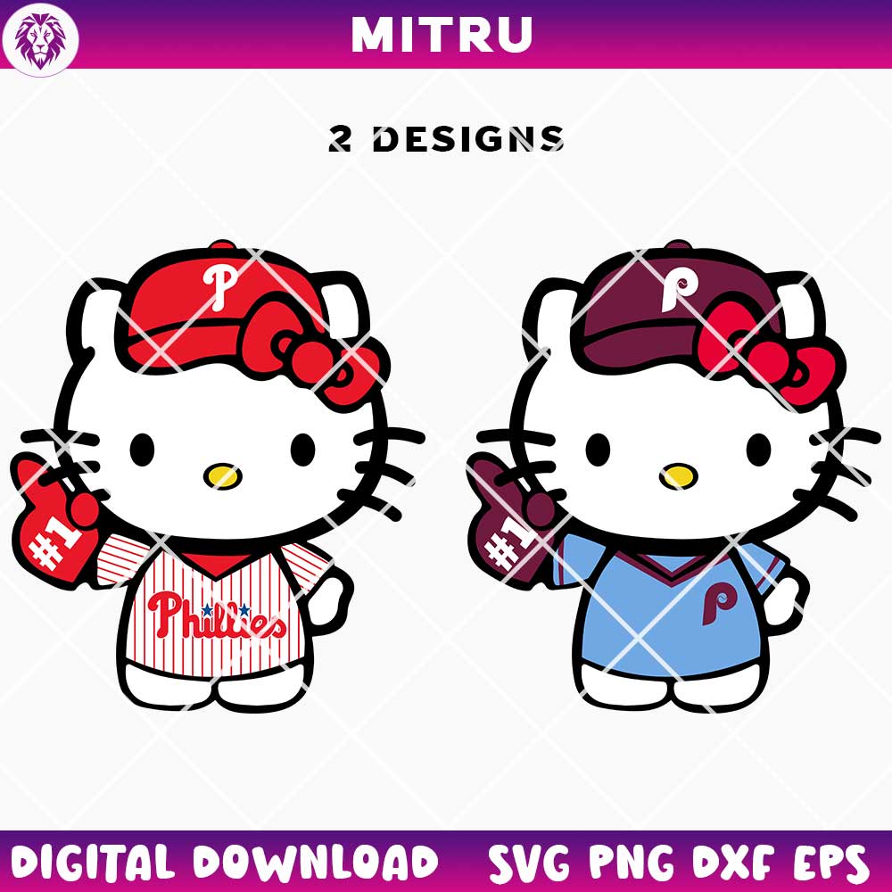 Philadelphia Phillies x Hello Kitty SVG PNG, Cute Phillies Team SVG Cricut