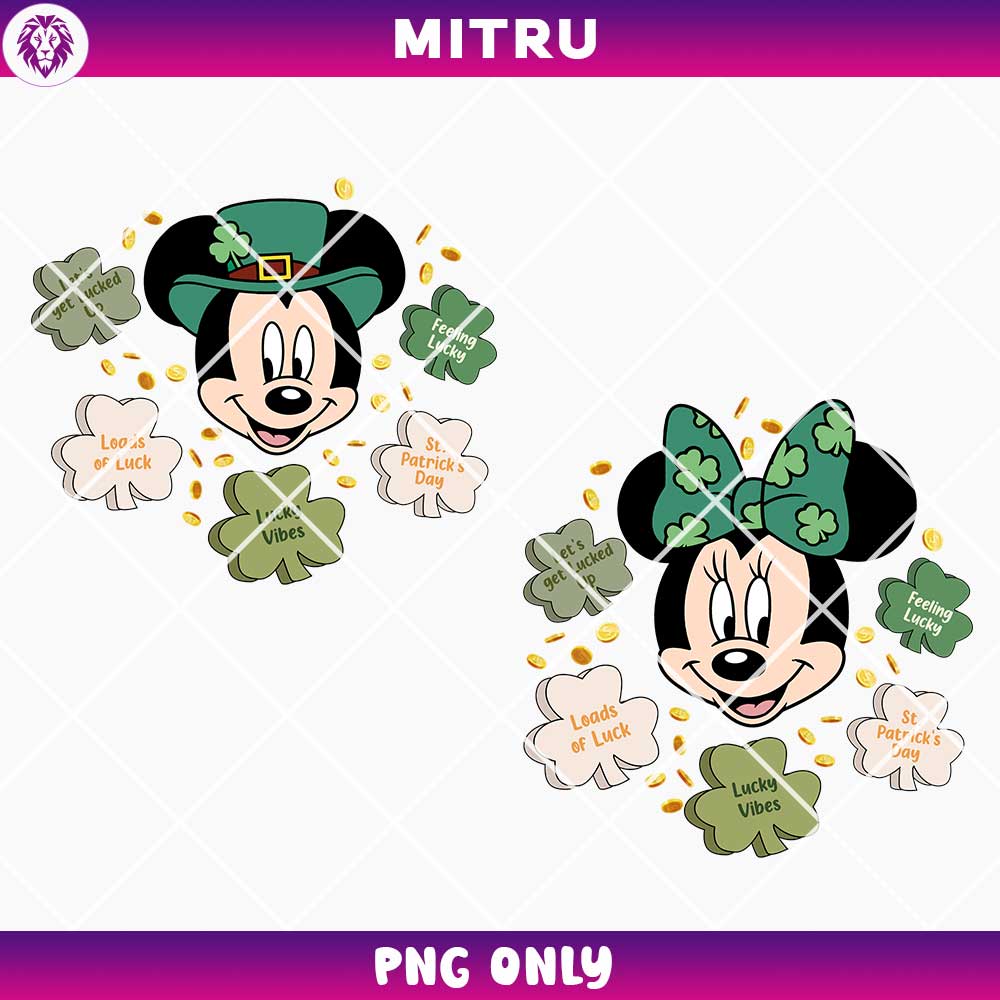 Saint Patrick Mickey Minnie PNG, Loads Of Luck PNG, Let's Get Lucked Up PNG