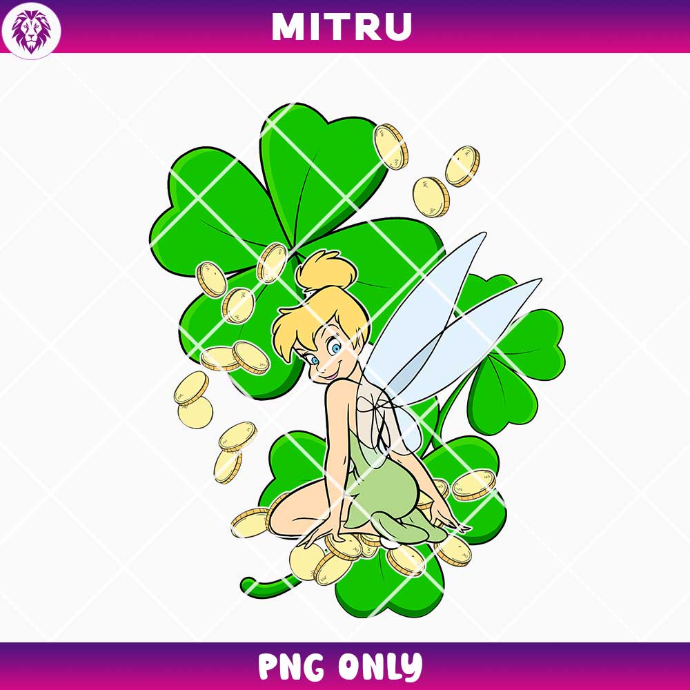 Tinker Bell Shamrock PNG, Disney Fairy Patrick's Day PNG Clipart