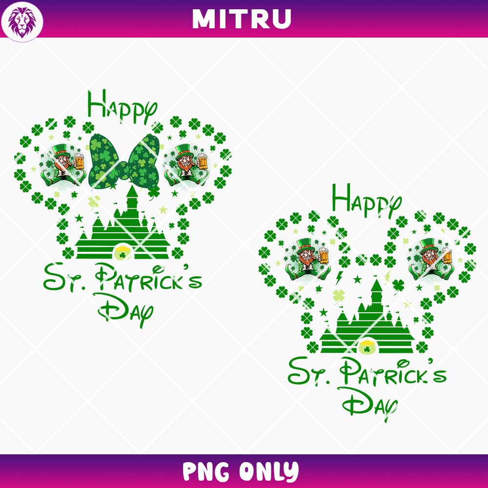 Walt Disney Happy St Patricks Day PNG, Castle PNG, Lucky Clover PNG, Leprechaun PNG