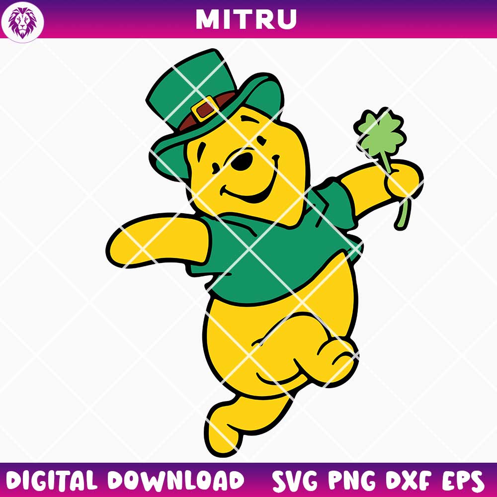 Winnie The Pooh Patricks Day SVG PNG, Pooh Irish SVG