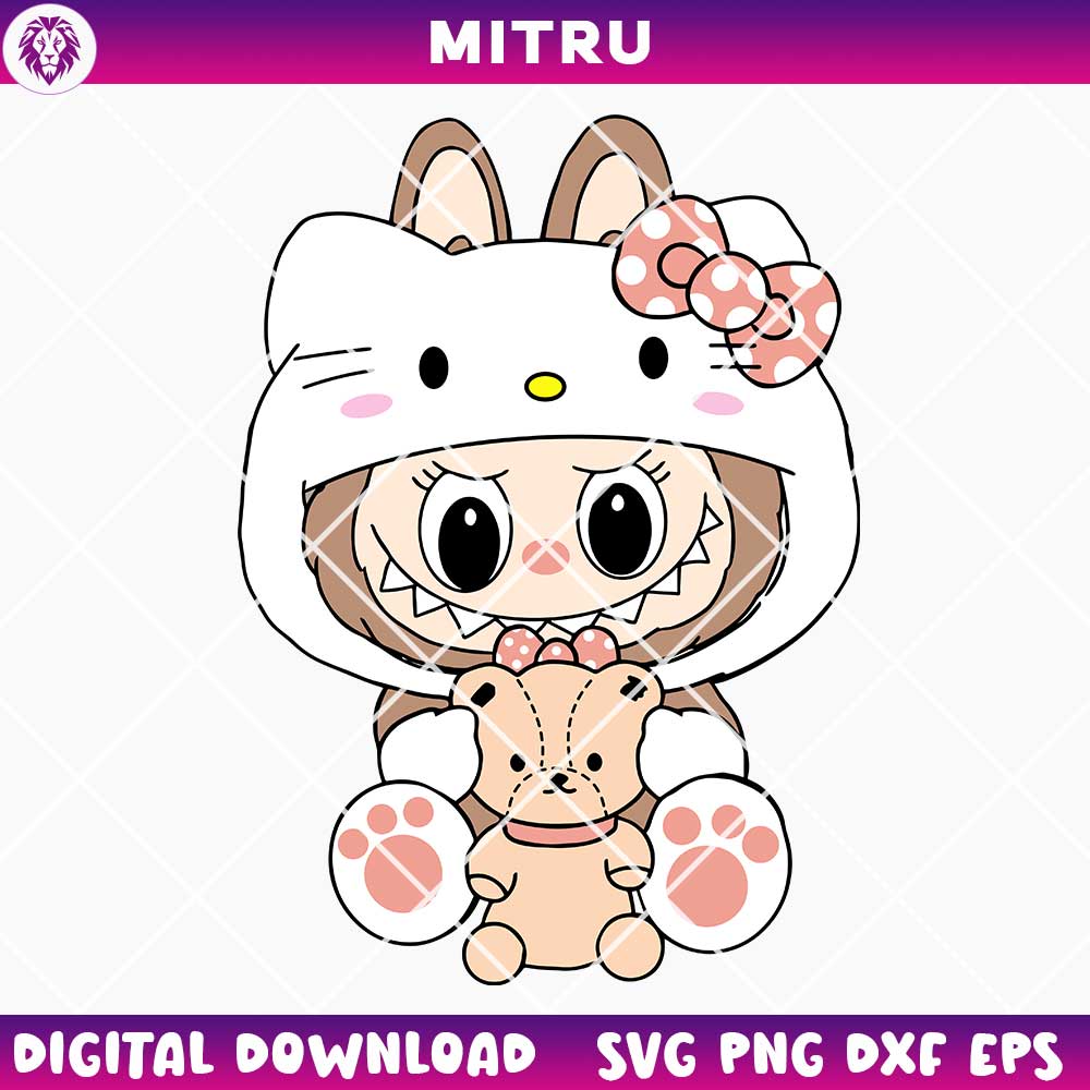 Labubu Hello Kitty SVG PNG Bundle, Cute The Monsters SVG